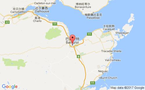 加拿大海运港口巴瑟斯特bathurst港口地图