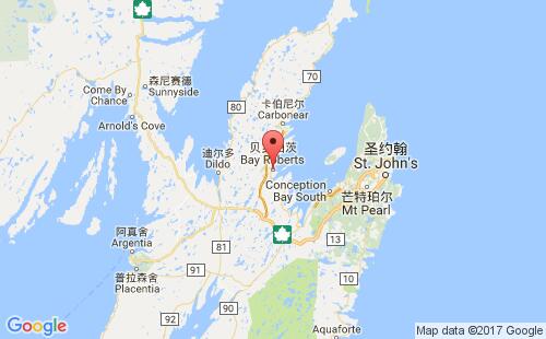 加拿大海运港口贝罗伯茨bay roberts港口地图