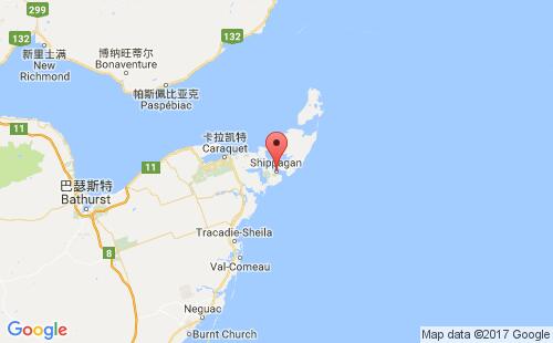 加拿大海运港口希皮根shippegan港口地图