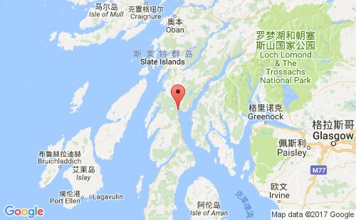 英国港口阿德里希格ardrishaig港口地图
