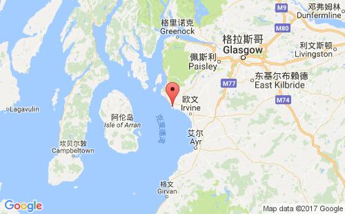 英国港口阿德罗森ardrossan港口地图