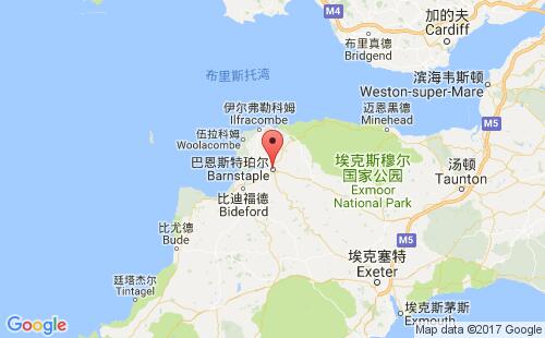 英国港口巴恩斯特珀尔barnstaple港口地图