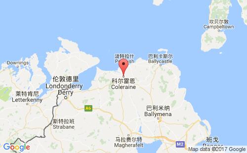 英国港口科尔雷恩coleraine港口地图