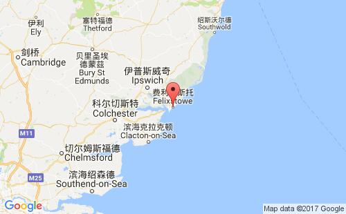 英国港口费利克斯托felixstowe港口地图
