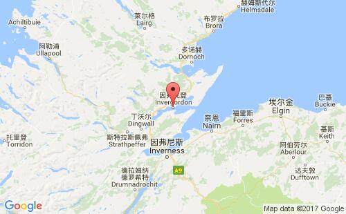 英国港口因弗戈登invergordon港口地图