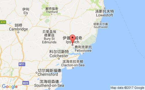 英国港口伊普斯威奇ipswich港口地图