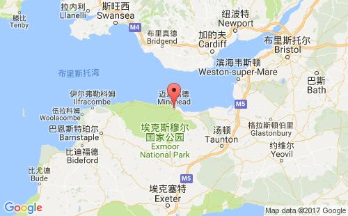 英国港口迈恩黑德minehead港口地图
