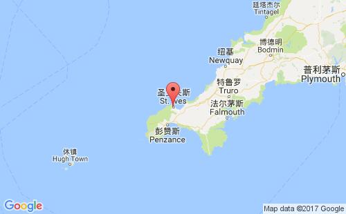 英国港口圣艾夫斯st.ives港口地图