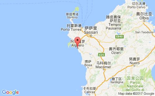 意大利港口阿尔盖罗alghero港口地图