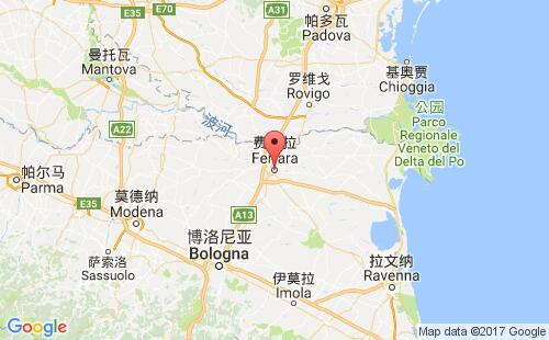 意大利港口费拉拉城ferrara港口地图