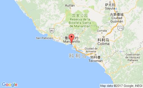 墨西哥海运港口曼萨尼约manzanillo,mx港口地图