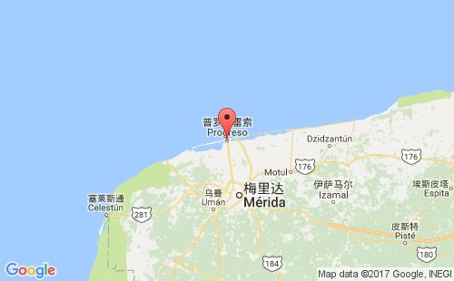 墨西哥海运港口普罗格雷索progreso港口地图