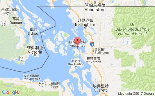 美国海运港口阿纳科特斯anacortes港口地图