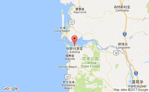 美国海运港口阿斯托里亚astoria港口地图