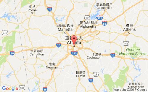 美国海运港口亚特兰大atlanta,ga港口地图