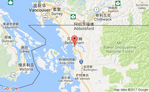 美国海运港口贝灵哈姆bellingham港口地图