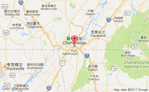 美国海运港口查塔努加chattanooga,tn港口地图