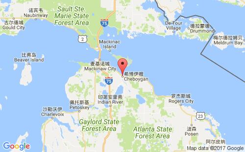 美国海运港口希博伊甘cheboygan港口地图
