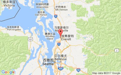美国海运港口埃弗里特everett,wa港口地图