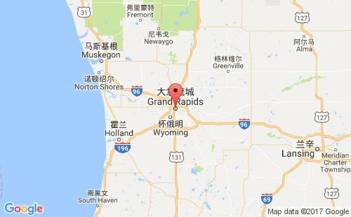 美国海运港口大急流城grand rapids,mi港口地图