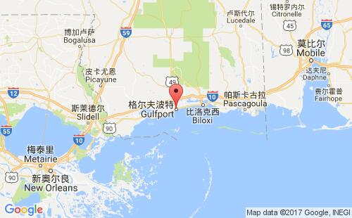 美国海运港口格尔夫波特gulfport港口地图