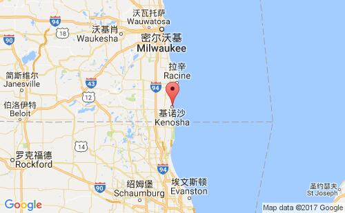 美国海运港口基诺沙kenosha,wi港口地图