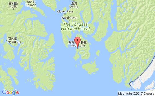 美国海运港口梅特拉卡特拉metlakatla港口地图