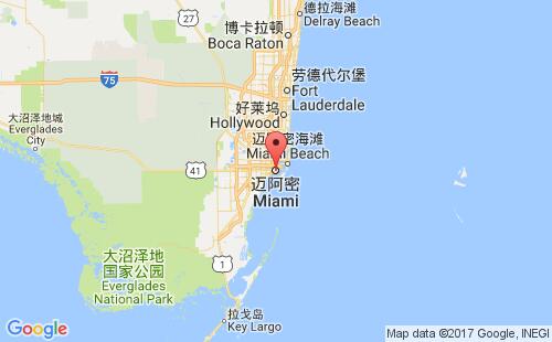 美国海运港口迈阿密miami,fl港口地图