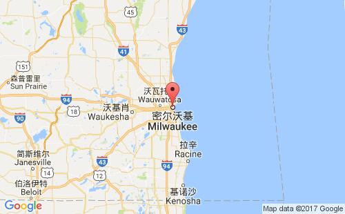 美国海运港口密尔沃基milwaukee,wi港口地图