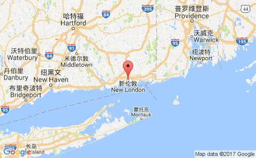 美国海运港口新伦敦new london,ct港口地图