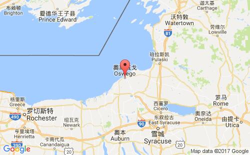 美国海运港口奥斯威戈oswego港口地图
