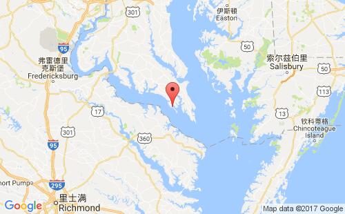 美国海运港口皮内角piney point港口地图