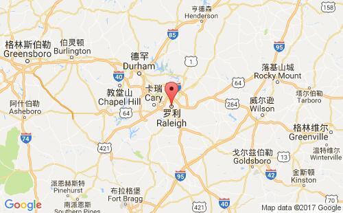 美国海运港口罗利raleigh,nc港口地图