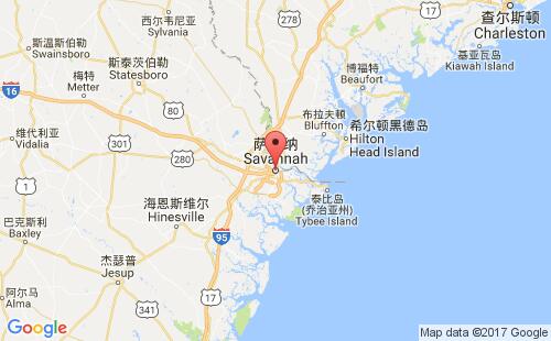 美国海运港口萨凡纳savannah,ga港口地图