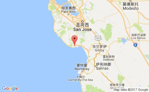 美国海运港口圣克鲁斯santa cruz,ca港口地图