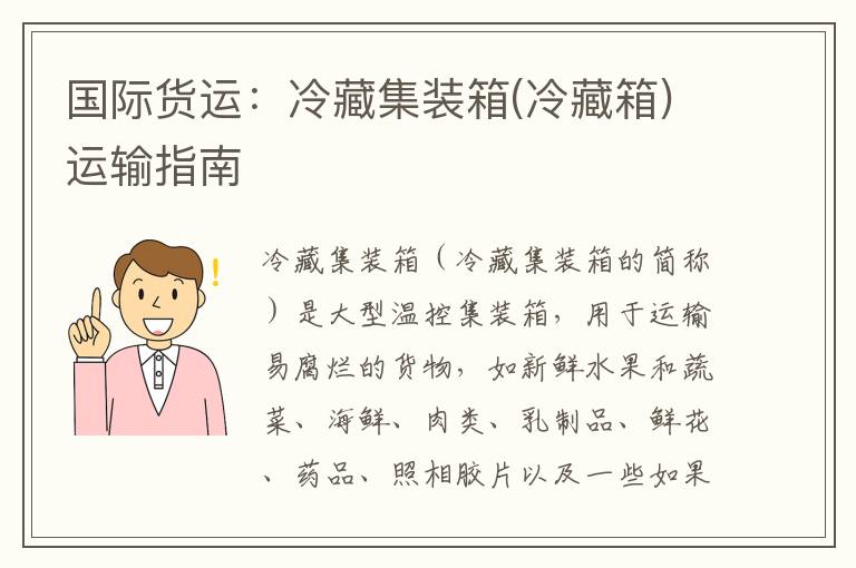 国际货运：冷藏集装箱(冷藏箱)运输指南