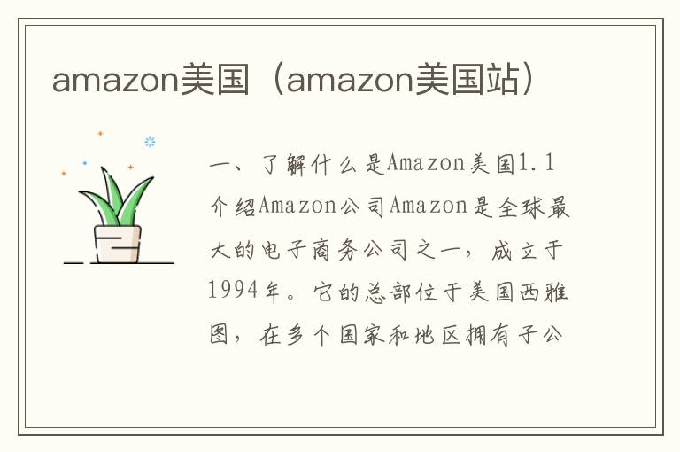  amazon美国（amazon美国站）