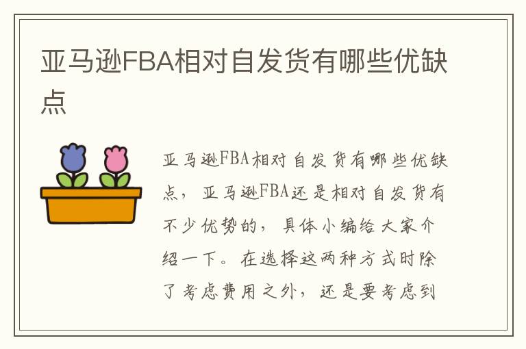  亚马逊FBA相对自发货有哪些优缺点