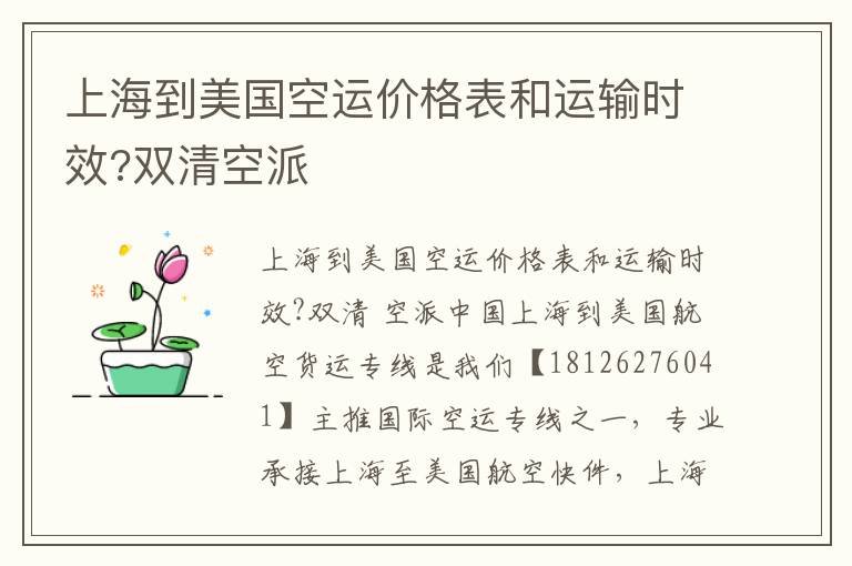 上海到美国空运价格表和运输时效?双清空派