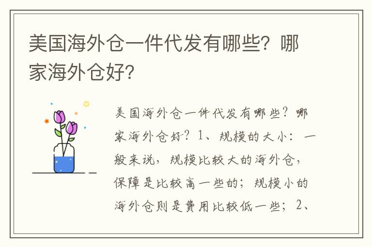 美国海外仓一件代发有哪些？哪家海外仓好？