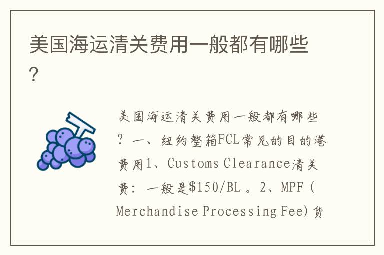 美国海运清关费用一般都有哪些？