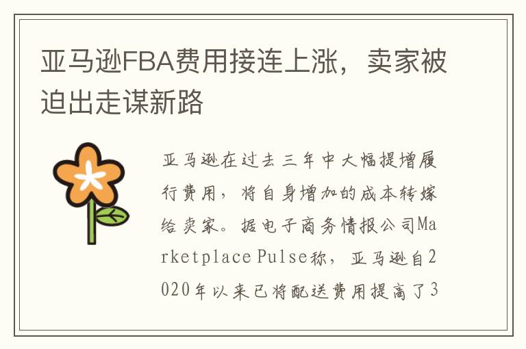  亚马逊FBA费用接连上涨，卖家被迫出走谋新路