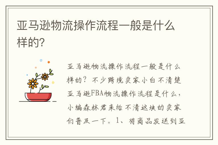 亚马逊物流操作流程一般是什么样的？