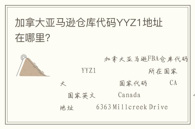 加拿大亚马逊仓库代码YYZ1地址在哪里？