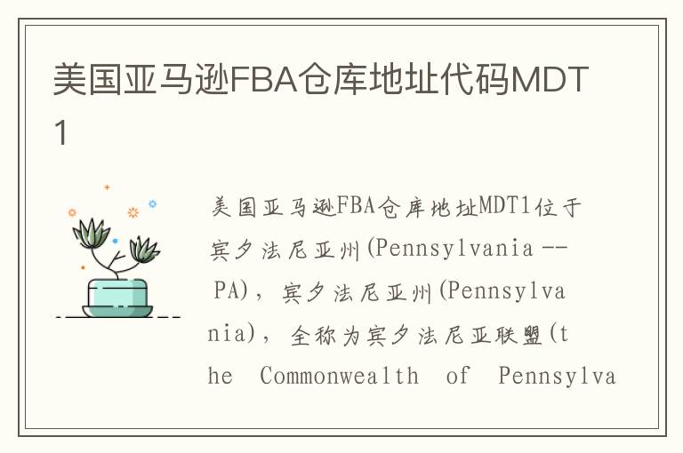  美国亚马逊FBA仓库地址代码MDT1